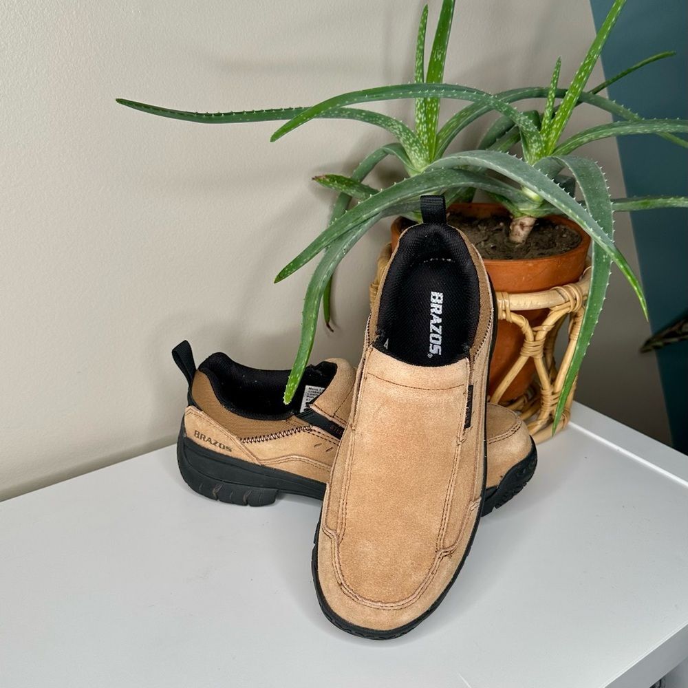 Brazos Steel Toe Slip-On Work Shoes Men 7.5 Suede Leather ASTM Certified